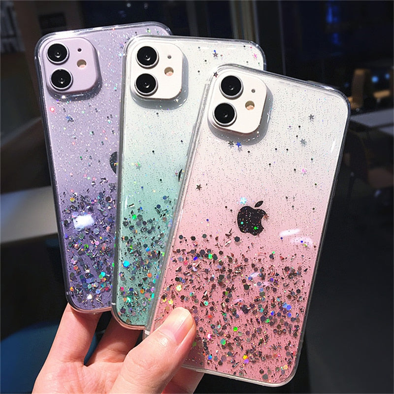 Clear Glitter Phone Case For iPhone 13 14 12 11 Pro Max X XR XS Max 7 8 14 Plus SE20