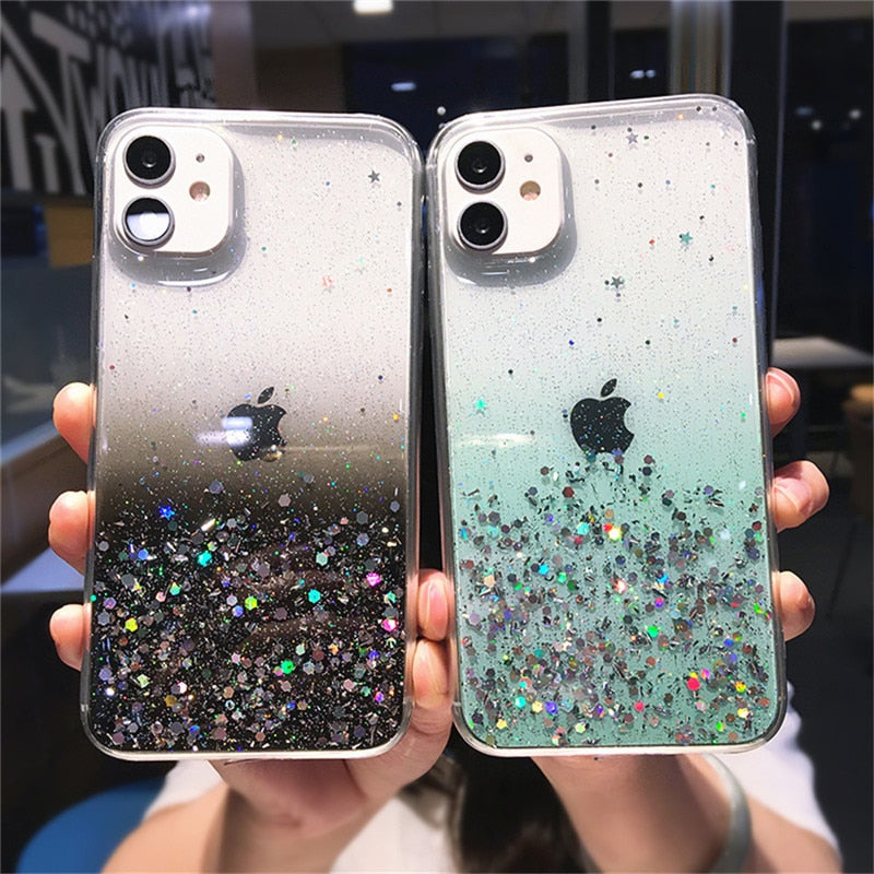 Clear Glitter Phone Case For iPhone 13 14 12 11 Pro Max X XR XS Max 7 8 14 Plus SE20