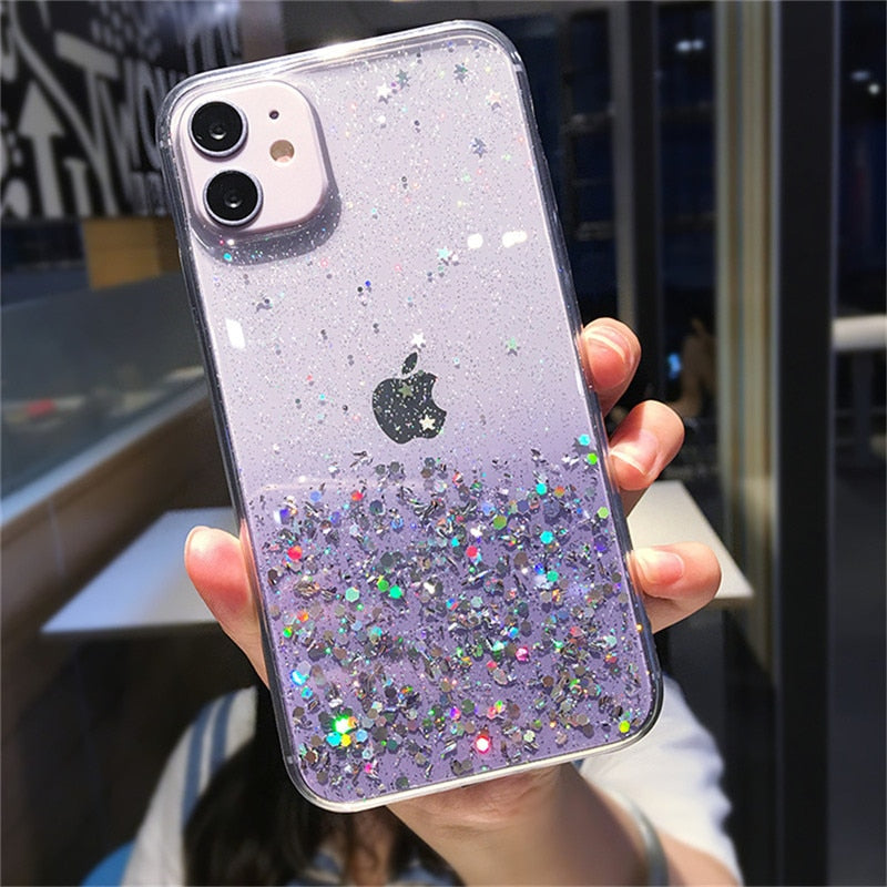 Clear Glitter Phone Case For iPhone 13 14 12 11 Pro Max X XR XS Max 7 8 14 Plus SE20