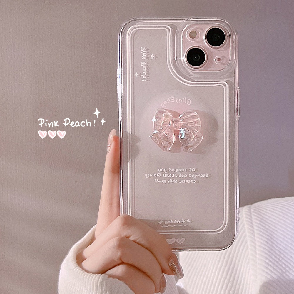 Bow Love Heart Case For iPhone 14 13 12 Mini 11 Pro Max X XS XR 7 8 Plus SE 2022