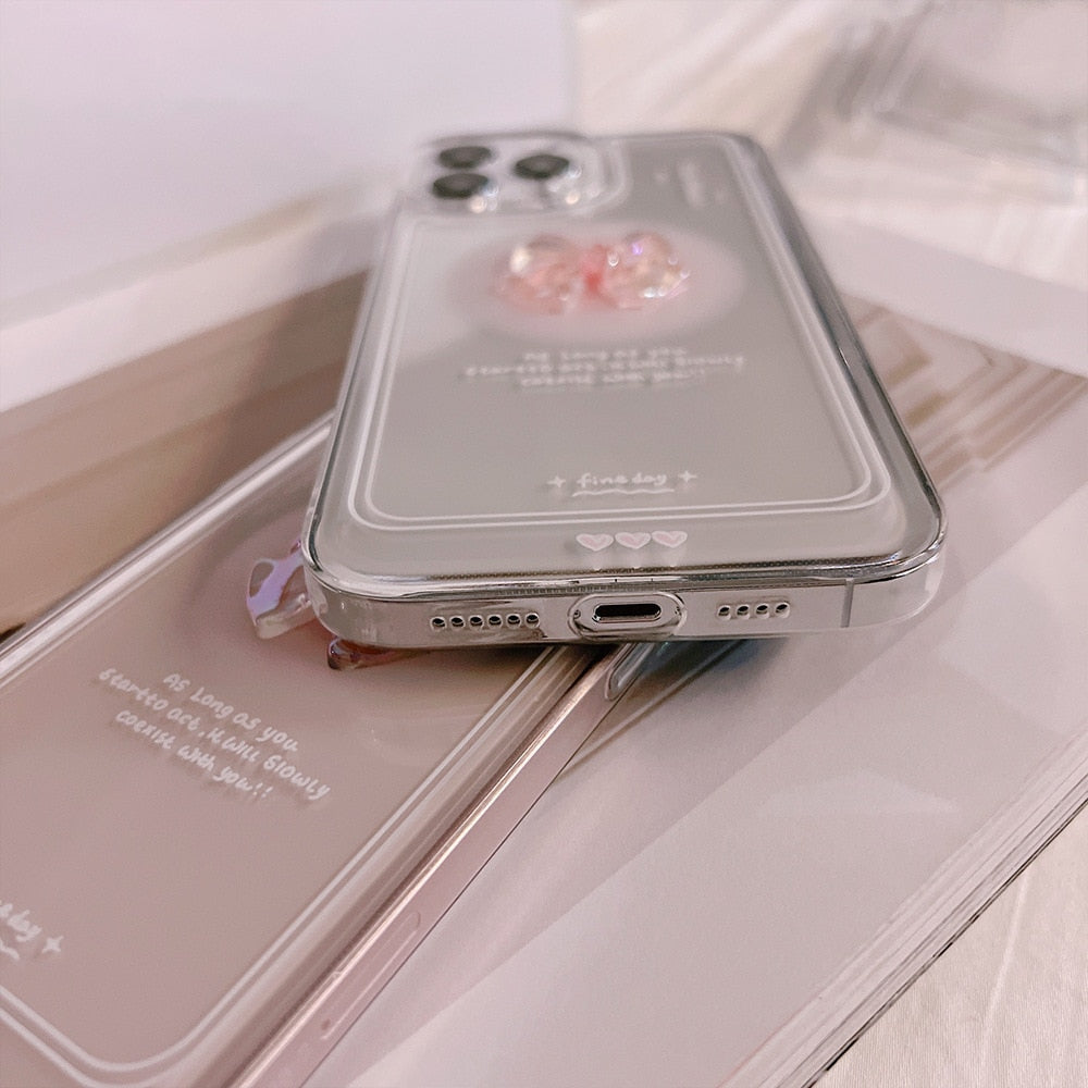 Bow Love Heart Case For iPhone 14 13 12 Mini 11 Pro Max X XS XR 7 8 Plus SE 2022