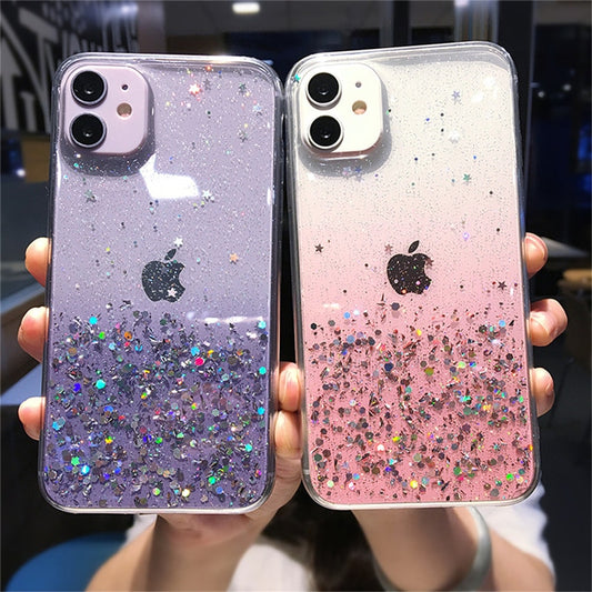 Clear Glitter Phone Case For iPhone 13 14 12 11 Pro Max X XR XS Max 7 8 14 Plus SE20